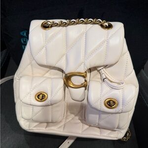 Elegant Cream Quilted Backpack Coach